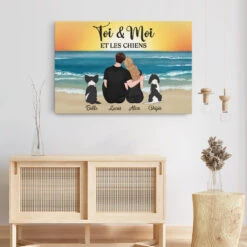 Toi, Moi Et Les Chiens - Toile Personnalisée Pour Couple -Cadeau Plus 3689CFR3 toi moi et les chiens toile personnalisee pour couple