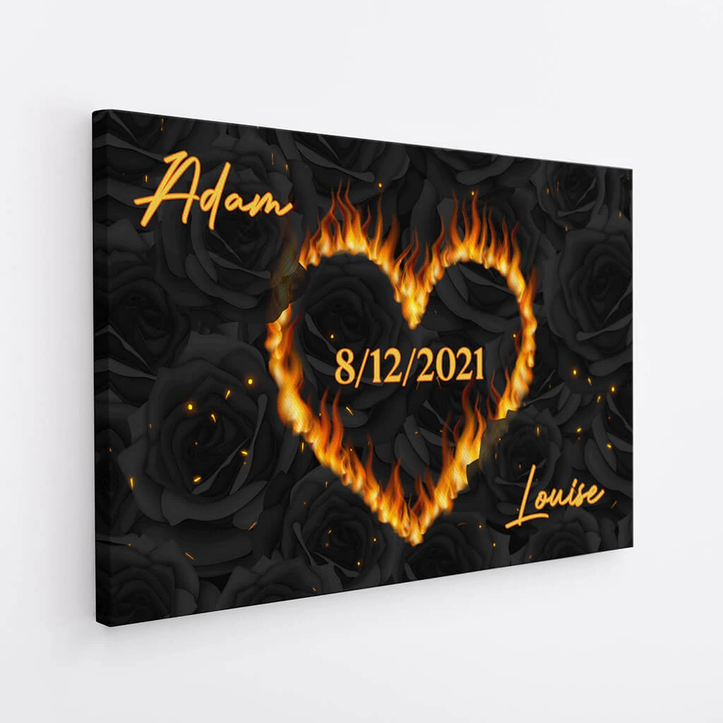 Cœur D'Amour Brûlant - Toile Couple Personnalisée 4 Cœur D'Amour Brûlant - Toile Couple Personnalisée – Image 2