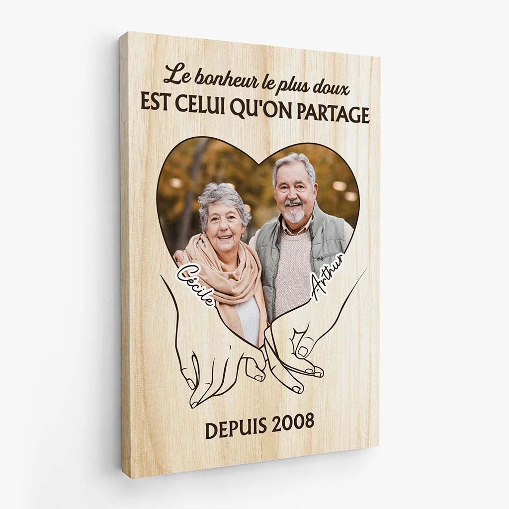 Le Bonheur Le Plus Doux Est Celui Qu'On Partage - Toile Personnalisable Couple 4 Le Bonheur Le Plus Doux Est Celui Qu'On Partage - Toile Personnalisable Couple – Image 2