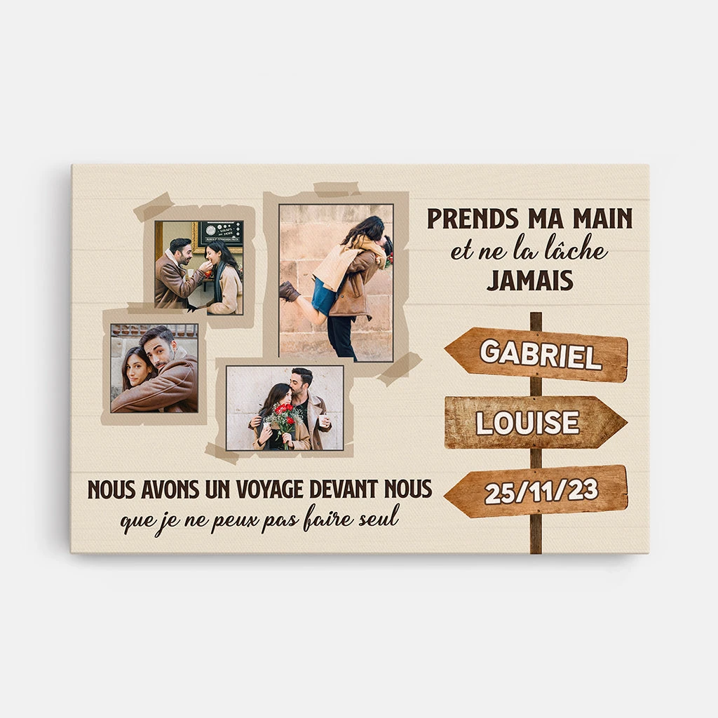 Prends Ma Main Et Ne La Lâche Jamais - Toile Couple Personnalisée 3 Prends Ma Main Et Ne La Lâche Jamais - Toile Couple Personnalisée