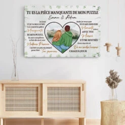 Tu Es Ma Pièce Manquante Avec Textes D'Amour - Toile Personnalisée Couple -Cadeau Plus 3702CFR3 tu es ma piece manquante avec textes damour toile personnalisee couple