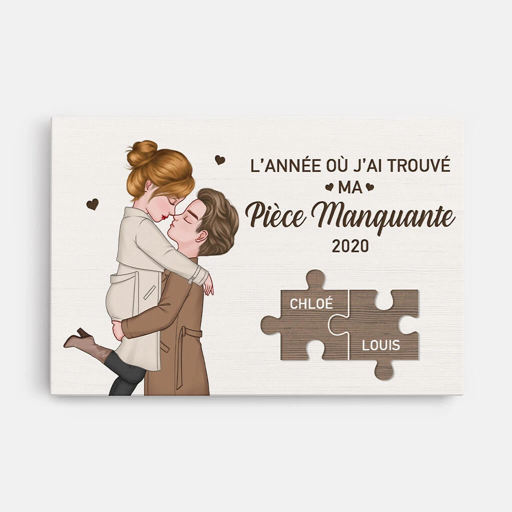 L’année Où J’ai Trouvé Ma Pièce Manquante - Toile Couple Personnalisable 3 L’année Où J’ai Trouvé Ma Pièce Manquante - Toile Couple Personnalisable