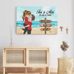 Toi & Moi Ça Va Le Faire Version Plage -Toile Personnalisable Couple -Cadeau Plus 3741CFR3 toi moi ca va le faire version plage toile personnalisable couple
