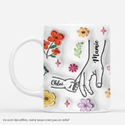 [Effet D'impression 3D] Main Dans La Main Avec Fleurs Colorées 3D - Mug Pour Maman Personnalisé