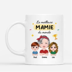 La Meilleure Mamie Du Monde Avec Son Tophée - Mug Personnalisé Pour Mamie