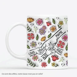 [Effet D'Impression 3D] Mug Personnalisé - Mamie - Fleurs Vives