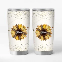 Mug Isotherme 590ml Personnalisé - Dessin Fleur Tournesol - Maman Et Mamie