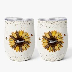 Mug Isotherme 355ml Personnalisé - Dessin Fleur Tournesol - Maman Et Mamie