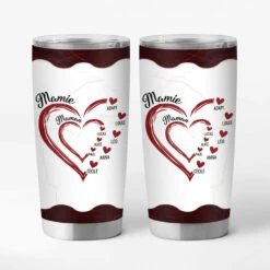 Mug Isotherme 590ml Personnalisé - Maman Mamie - Coeurs Rouges