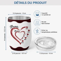 Mug Isotherme 355ml Personnalisé - Maman Mamie - Coeurs Rouges -Cadeau Plus 3831TFR3 verre a vin isotherme personnalise maman mamie coeurs rouges 3831T5H7A