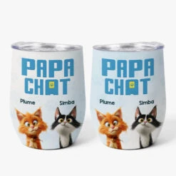 Mug Isotherme 355ml Personnalisé - Maman Chat/Papa Chat 3D - Design Cartoon
