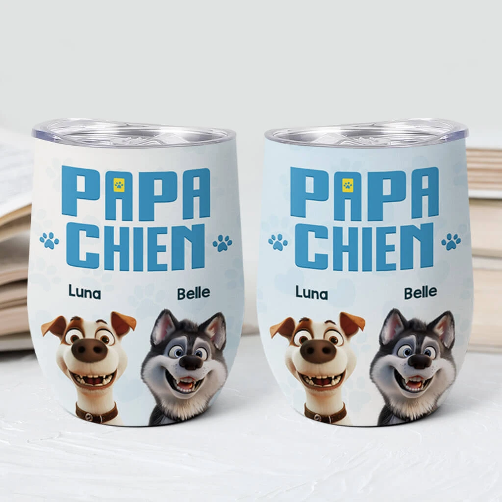 Mug Isotherme 355ml Personnalisé - Maman Chien/Papa Chien 3D - Design Cartoon 4 Mug Isotherme 355ml Personnalisé - Maman Chien/Papa Chien 3D - Design Cartoon – Image 2