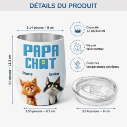 Mug Isotherme 355ml Personnalisé - Maman Chat/Papa Chat 3D - Design Cartoon -Cadeau Plus 3833TFR3 verre a vin personnalise avec couvercle maman chat papa chat 3d design cartoon 3833T5I5D
