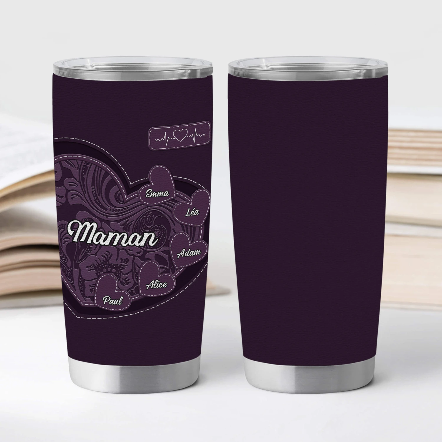 Mug Isotherme 590ml Personnalisé - Mamie Coeur Violet - Mug Thermos 4 Mug Isotherme 590ml Personnalisé - Mamie Coeur Violet - Mug Thermos – Image 2