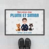 Tapis Personnalisé Chat – Bienvenue Chez Nous Cartoon