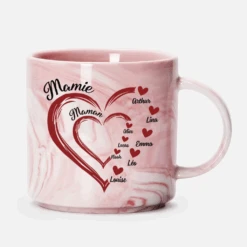 Tasse Effet Marbre - Maman Mamie - Coeur Rouge