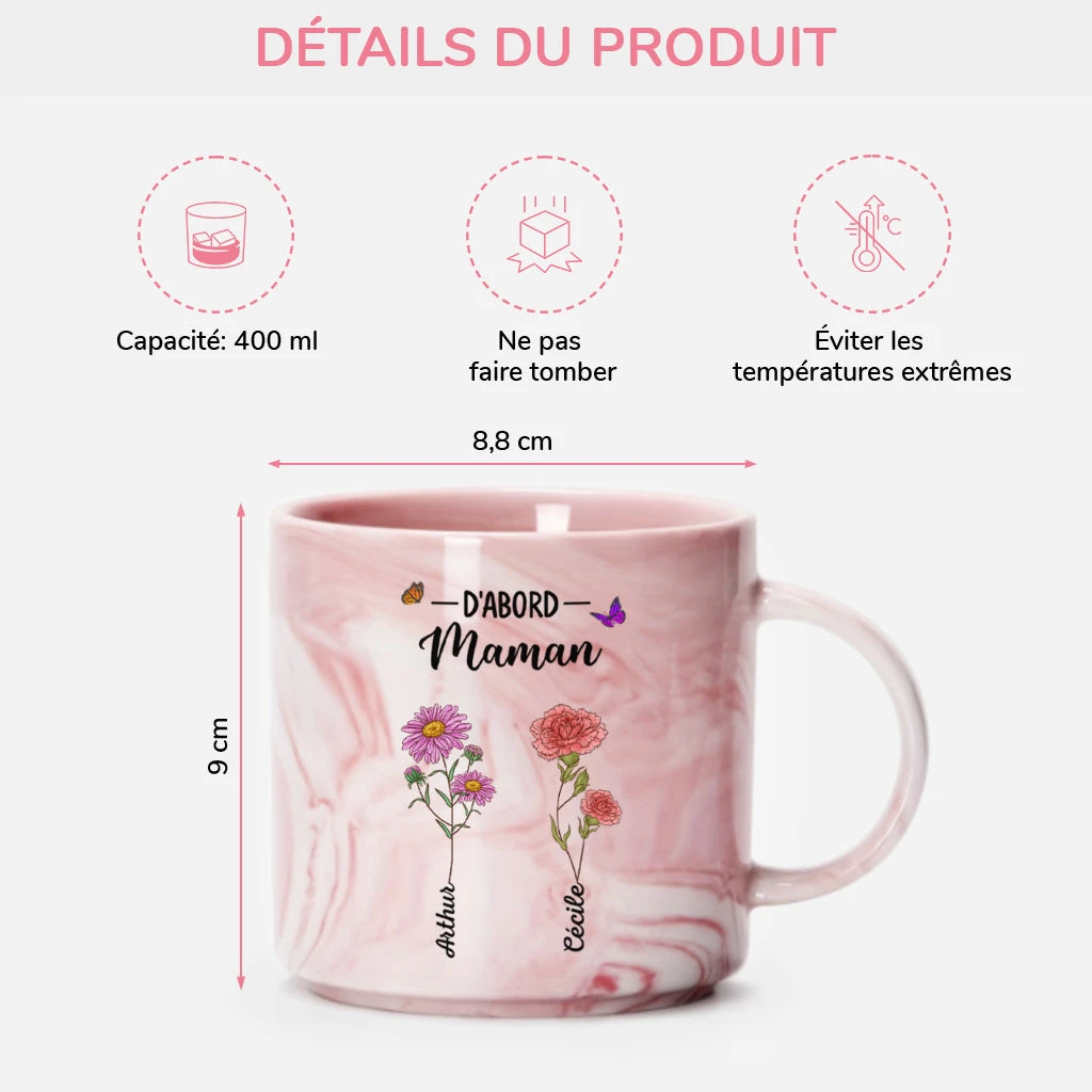 Tasse Effet Marbre - D'abord Maman Maintenant Mamie - Avec Fleurs 5 Tasse Effet Marbre - D'abord Maman Maintenant Mamie - Avec Fleurs – Image 3