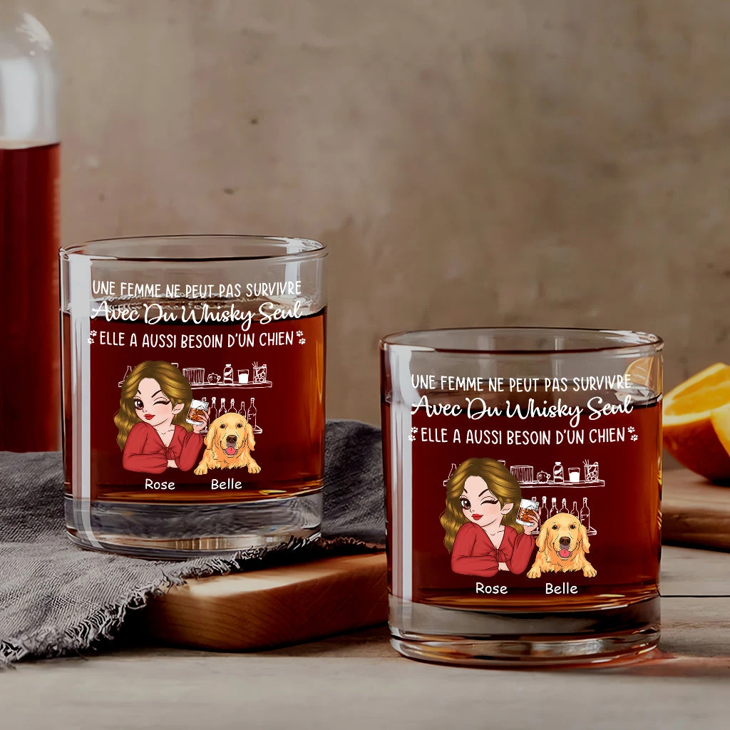 Verre À Whisky Personnalisé Pour Femme - Amoureuse De Chien 3 Verre À Whisky Personnalisé Pour Femme - Amoureuse De Chien