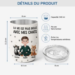 Mug Isotherme 355ml Personnalisé - La Vie Est Plus Belle Avec Les Chats -Cadeau Plus 3903TFR3 mug isotherme 355ml personnalise la vie est plus belle avec les chats 3903T5N0D