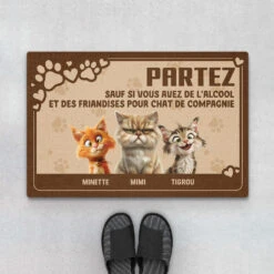 Paillasson Personnalisé Chat - Partez Sauf Si - Design Humour