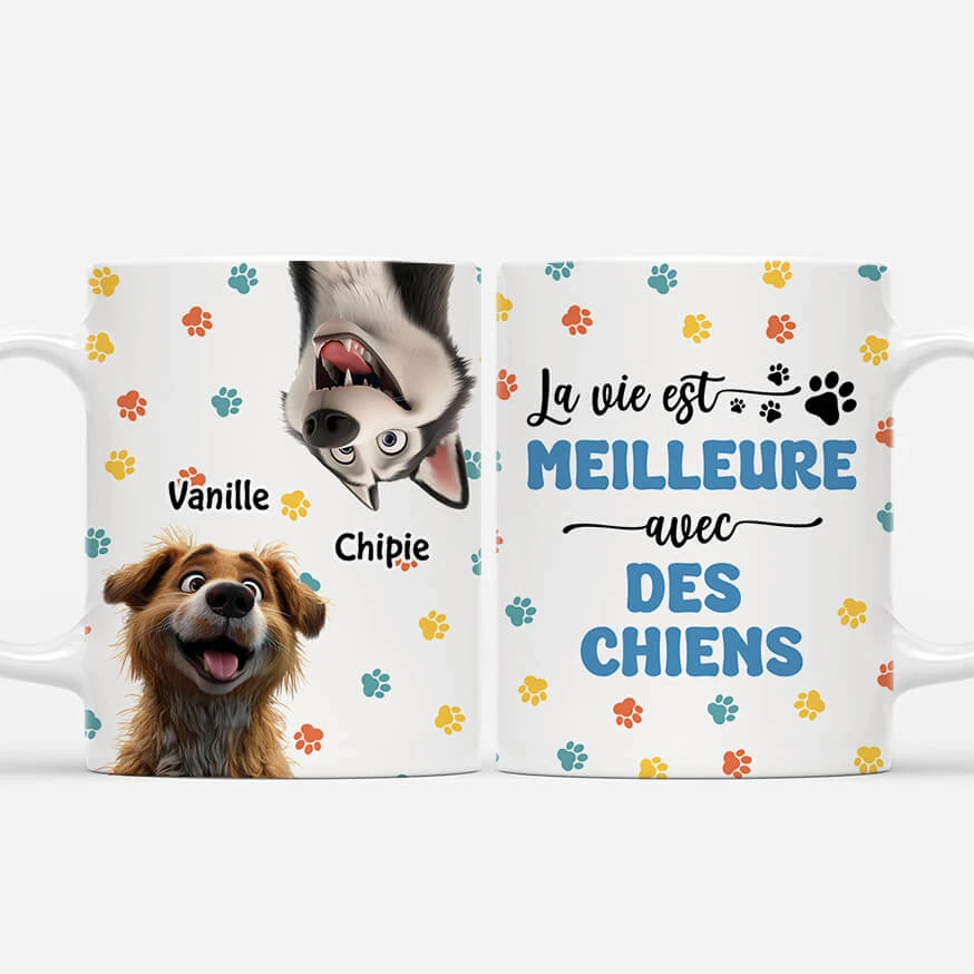 Mug Personnalisé - Meilleure Vie Avec Chiens 3 Mug Personnalisé - Meilleure Vie Avec Chiens