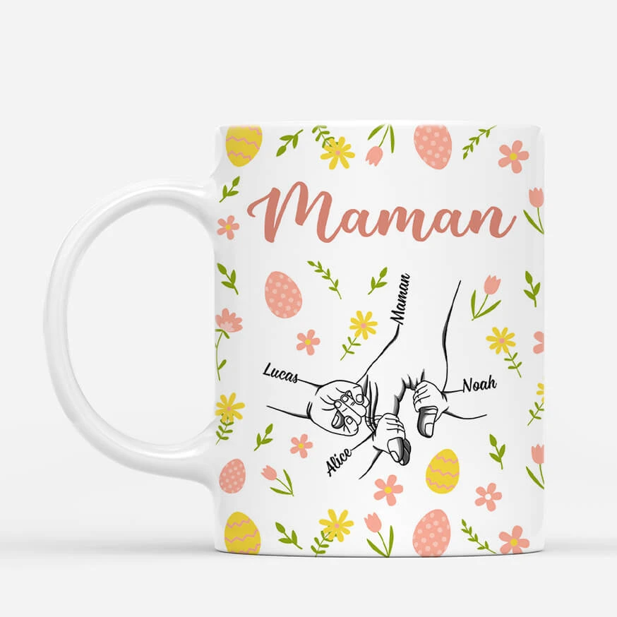 Mug Personnalisé Pour Pâques - Mamie - Œufs Et Fleurs 3 Mug Personnalisé Pour Pâques - Mamie - Œufs Et Fleurs