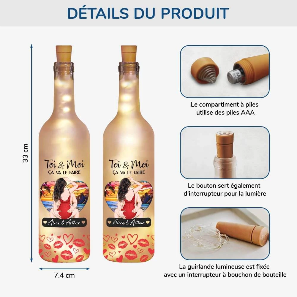 Bouteille Lumineuse Personnalisée - Toi Et Moi - Design Romantique 4 Bouteille Lumineuse Personnalisée - Toi Et Moi - Design Romantique – Image 2