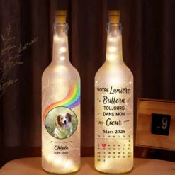 Bouteille Lumineuse Personnalisée - Votre Lumière Dans Mon Cœur - Photo Chien