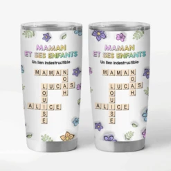 [Effet D'Impression 3D] Mug Isotherme 590ml Personnalisé - Maman Et Ses Enfants - Mots-Croisés