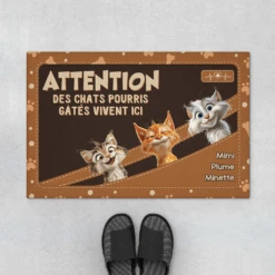Tapis Personnalisé - Des Chats Pourris Gâtés - Design Cuir