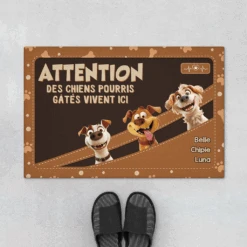 Tapis Personnalisé - Des Chiens Pourris Gâtés - Design Cuir