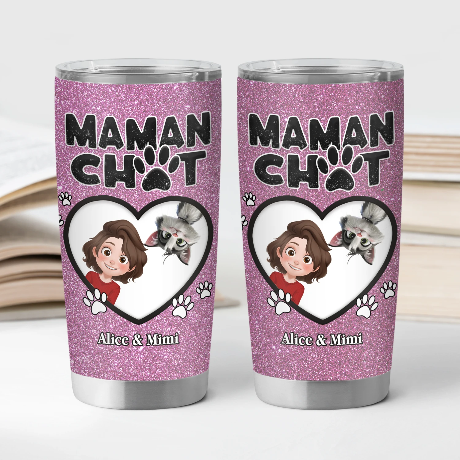 Mug Isotherme 590ml Personnalisé - Maman Chien Cœur - Paillette 4 Mug Isotherme 590ml Personnalisé - Maman Chien Cœur - Paillette – Image 2