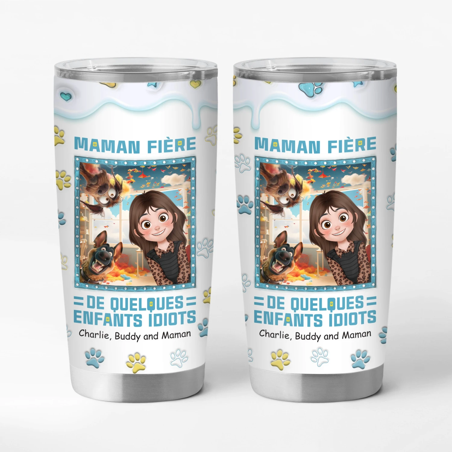 Mug Isotherme 590ml Personnalisé - Maman Chien Fière - Design Cartoon 3 Mug Isotherme 590ml Personnalisé - Maman Chien Fière - Design Cartoon