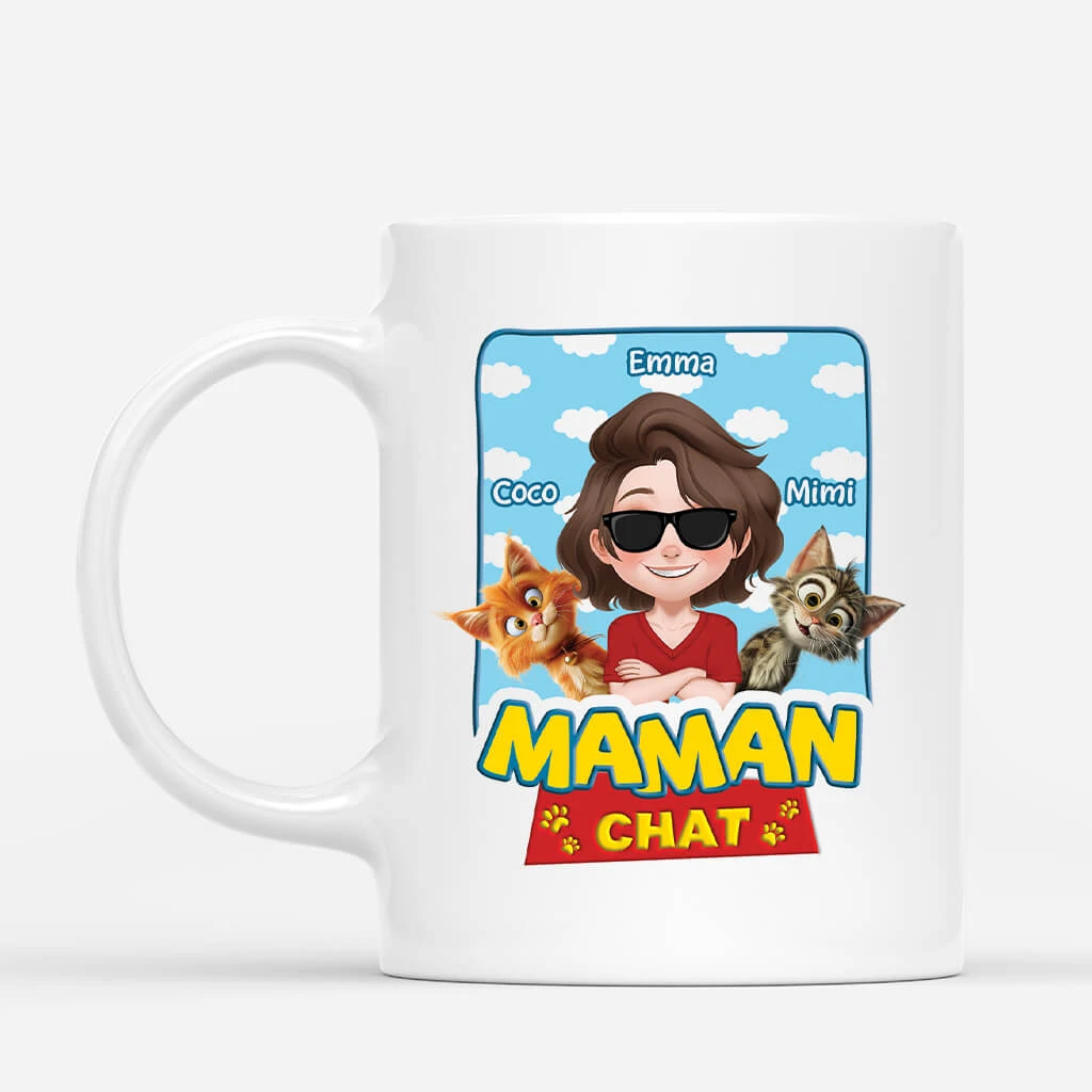 Mug Pour Amoureux Des Chats - Maman Chat - Design Cartoon Coloré 3 Mug Pour Amoureux Des Chats - Maman Chat - Design Cartoon Coloré