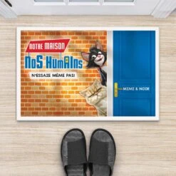 Paillasson Personnalisé Chat - Notre Maison Nos Humains -Cadeau Plus 4048DFR2 paillasson personnalise chat notre maison nos humains 4048d5m5d