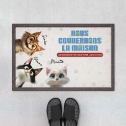 Paillasson Chat Personnalisé - Nous Gouvernons La Maison - Design Humour