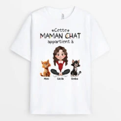 Tee Shirt Personnalisé Chat - Cette Maman Appartient À - Design Cartoon