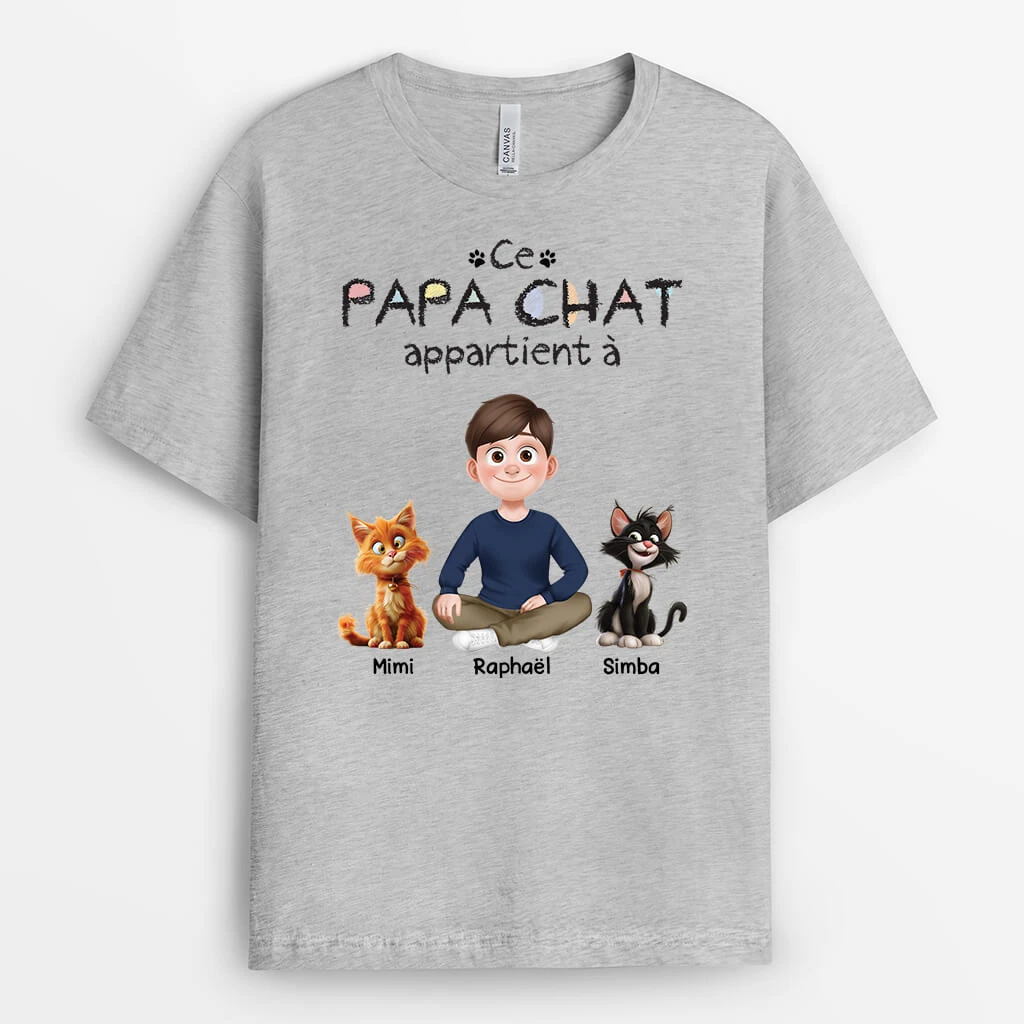 Tee Shirt Personnalisé Chat - Cette Maman Appartient À - Design Cartoon 4 Tee Shirt Personnalisé Chat - Cette Maman Appartient À - Design Cartoon – Image 2