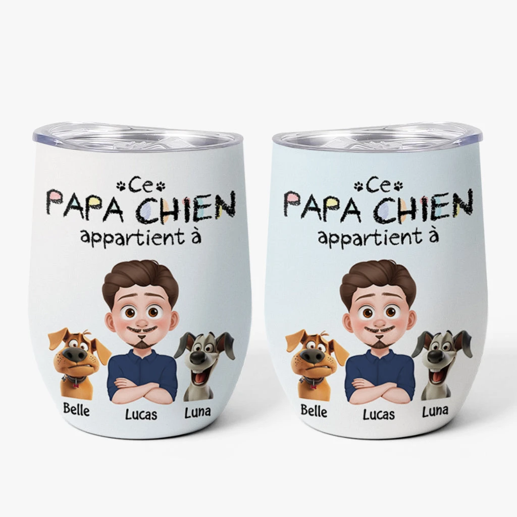Mug Isotherme 355ml Personnalisé - Ce Papa Chien Appartient À - Design Cartoon 3 Mug Isotherme 355ml Personnalisé - Ce Papa Chien Appartient À - Design Cartoon