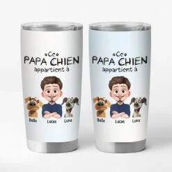 Mug Isotherme 590ml Personnalisé - Ce Papa Chien Appartient À - Design Cartoon