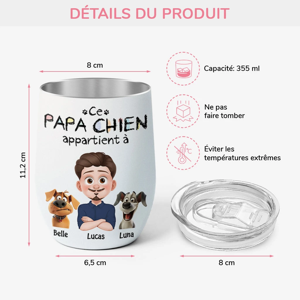 Mug Isotherme 355ml Personnalisé - Ce Papa Chien Appartient À - Design Cartoon 5 Mug Isotherme 355ml Personnalisé - Ce Papa Chien Appartient À - Design Cartoon – Image 3