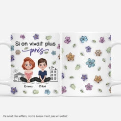 [Effet D'Impression 3D] Mug Personnalisé - Vivre Plus Près - Cadeau Meilleure Amie/ Maman Et Fille/ Soeur