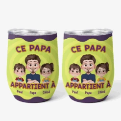 [Effet D'Impression 3D] Mug Isotherme 355ml Personnalisé - Ce Papa Appartient À - Vert Et Violet