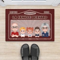 Tapis Famille Personnalisé – Bienvenue Chez… -Cadeau Plus 4083DFR2 tapis personnalise famille bienvenue chez version brun 4083d