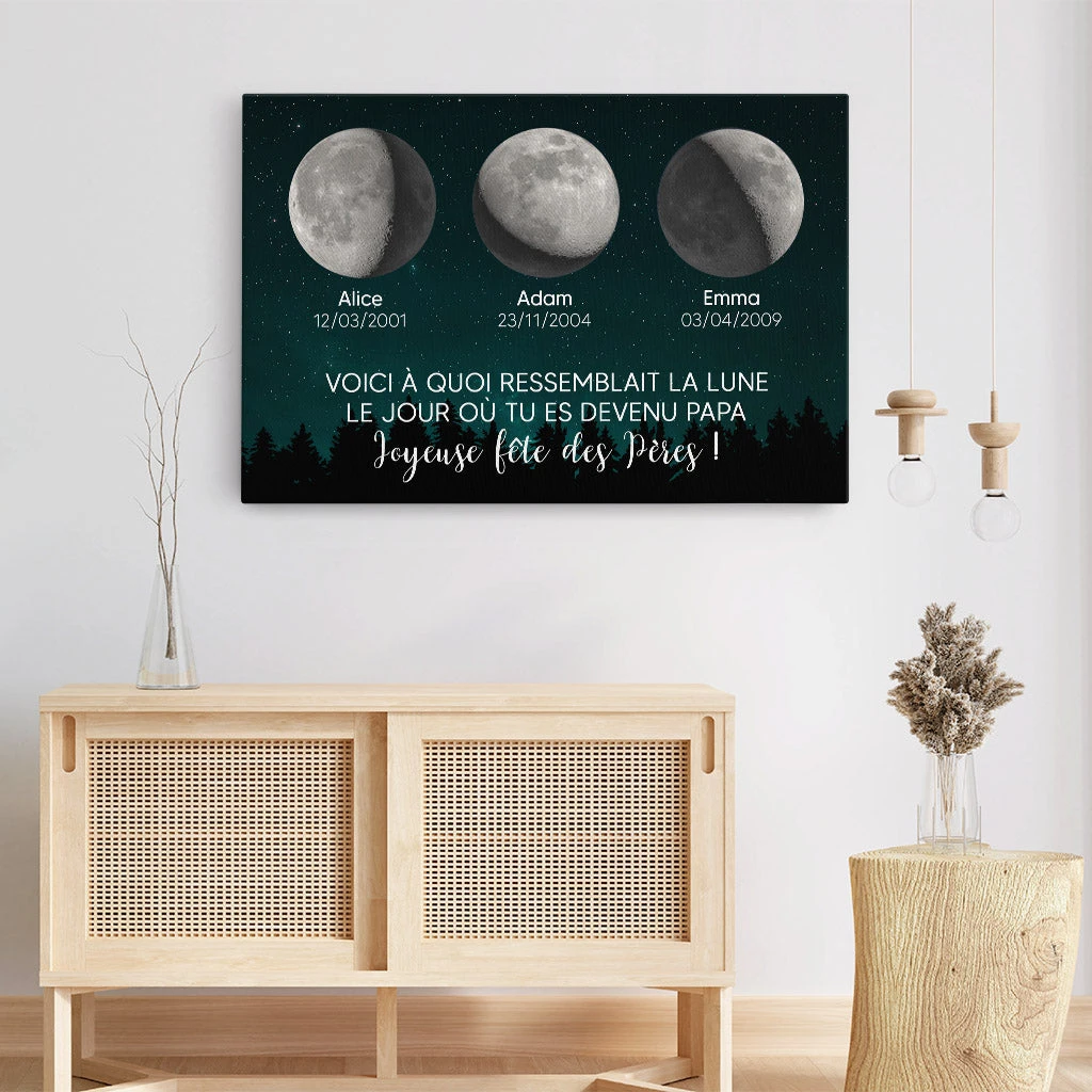 Toile Personnalisable Pour Papa/Maman - Voici À Quoi Ressemblait La Lune 5 Toile Personnalisable Pour Papa/Maman - Voici À Quoi Ressemblait La Lune – Image 3