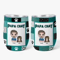Mug Isotherme 355ml - Papa Chat - Patchwork De Pattes