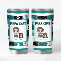 Mug Isotherme 590ml - Papa Chat - Patchwork De Pattes