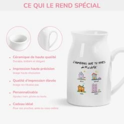 Vase Personnalisé Pour Meilleure Amie - Vivre À Côté -Cadeau Plus 4142OFR4 vase personnalise pour meilleure amie vivre a cote 4142okm3f