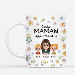 Mug Personnalisé - Cette Maman Appartient À - Design Cartoon - Fleurs Colorées