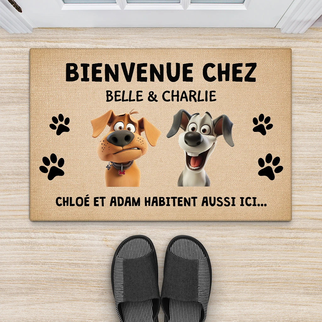 Paillasson Chien Personnalisé - Bienvenue Chez - Design Cartoon 4 Paillasson Chien Personnalisé - Bienvenue Chez - Design Cartoon – Image 2